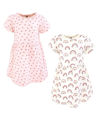 Hudson Baby Girls Cotton Dresses, Soft Rainbow