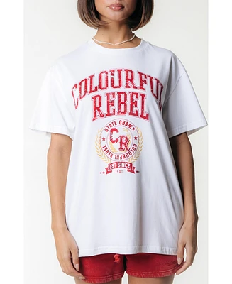 Colourful Rebel Women's Cr Varsity Loosefit Tee