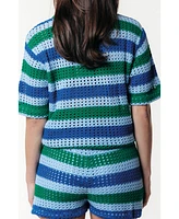 Colourful Rebel Women's Hope Crochet Stripe Top Ss