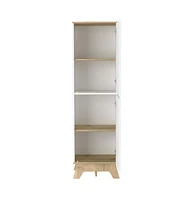 Depot E-shop Dahoon Single Kitchen Pantry Double Doors Cabinets, Four Shelves, Light oak / White