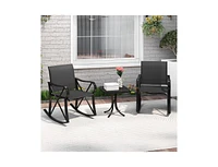 3 Piece Patio Rocking Set with Smooth Motion Outdoor Rocker Chair Bistro