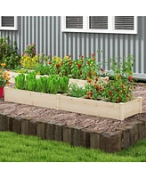 Raised Open-Ended Base Garden Bed with 2 Planter Boxes Divider