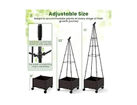 Raised Garden Bed Adjustable with Plant Box and Trellis with Lockable Wheels