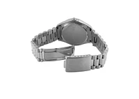 Peugeot Men's 40mm Blue Face Fluted Bezel Steel Bracelet Watch