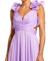 Mac Duggal Women's Ruffle Tiered Cut-Out Chiffon Gown