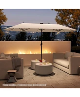 Large Patio Umbrella with Led Solar Lights Crank Handle