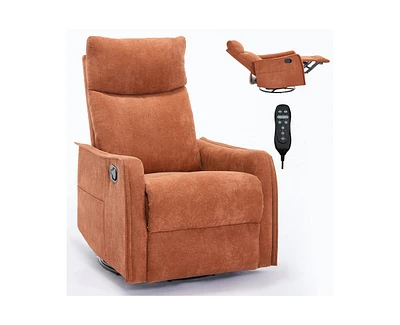 Casainc Heat Massage Manual Recliner Chair with Rocker and Swivel in Fabric for Living Room