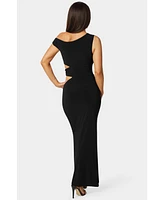 Bebe Women's Asymmetrical Cutout Maxi Dress