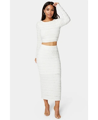 Bebe Women's Ruffle Lace Two Piece Skirt Set