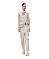 Nocturne Women's Draped Neckline Open Back Detailed Blouse