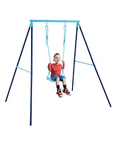 Slickblue Kids Outdoor Heavy Duty Metal Swing Set with Stand