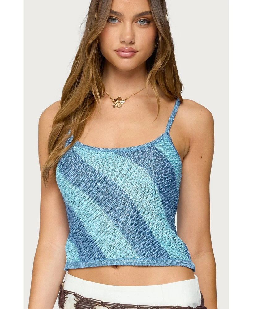 Edikted Women's Saul Stripey Sequin Knit Top