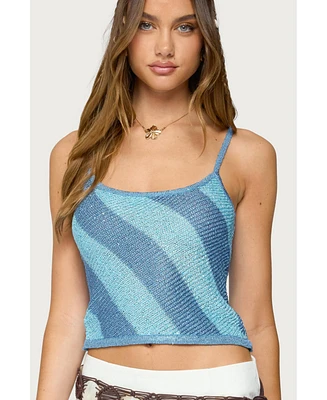 Edikted Women's Saul Stripey Sequin Knit Top