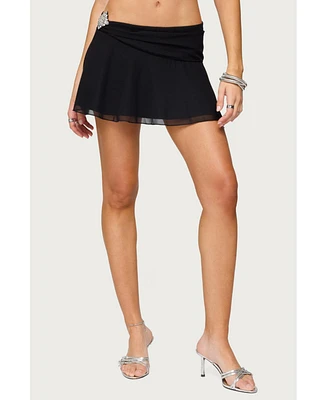 Edikted Women's Jettie Asymmetric Chiffon Mini Skirt