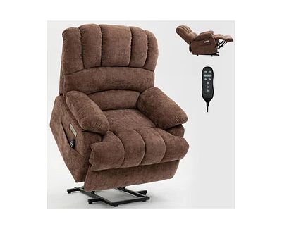 Casainc 23"W Seat High-Back Chenille Power Lift Recliner Chair with 8-Point Vibration Massage and Lumbar Heating