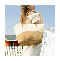 Women's The Straw-Block Tote Bag