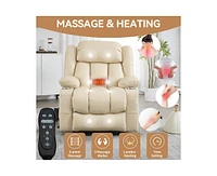 Dual Motor Infinite Position Up to 350 Lbs Leatheraire Power Lift Recliner Chair, Heavy Duty Motion Mechanism with 8-Point Vibration Massage and Lumba
