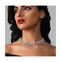 Sohi Women's Silver Crystal Bling Necklace
