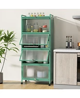 5-Tier Kitchen Baker's Rack with Flip-Up Pc Doors and Ample Storage Shelves