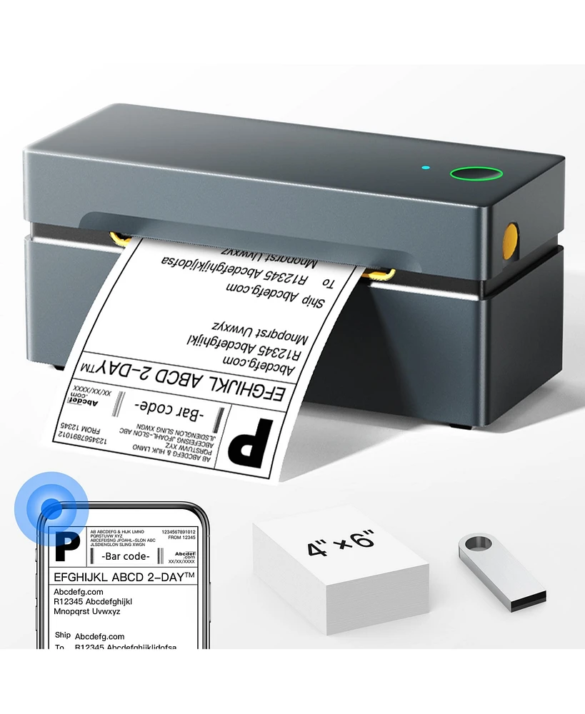 Polono Bluetooth Thermal Shipping Label Printer, Wireless 4x6 Shipping Label Printer for Small Business, Support iOS, Android, Windows and Mac, Compat