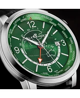 Alexander 7A04 All Swiss Made Gmt Watch with Green Sunray Earth Dial