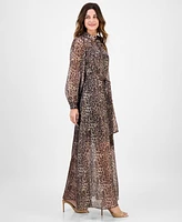 julia jordan Women's Belted Long-Sleeve Shirtdress