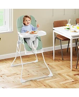 Slickblue Toddler Easy Clean Compact Highchair with Removable Adjustable Tray and Pu Seat Cushion