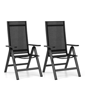 Outdoor Dining Chair with Soft Padded Seat and 7-Position Adjustable Backrest Set of 2