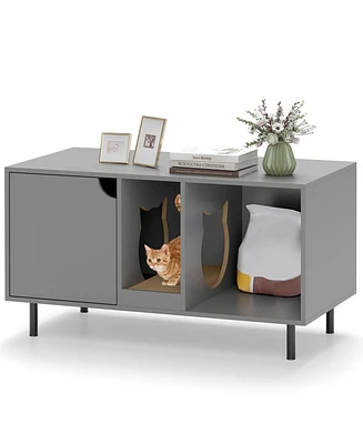 Cat Litter Box Enclosure for 2 Cats Hidden Washroom