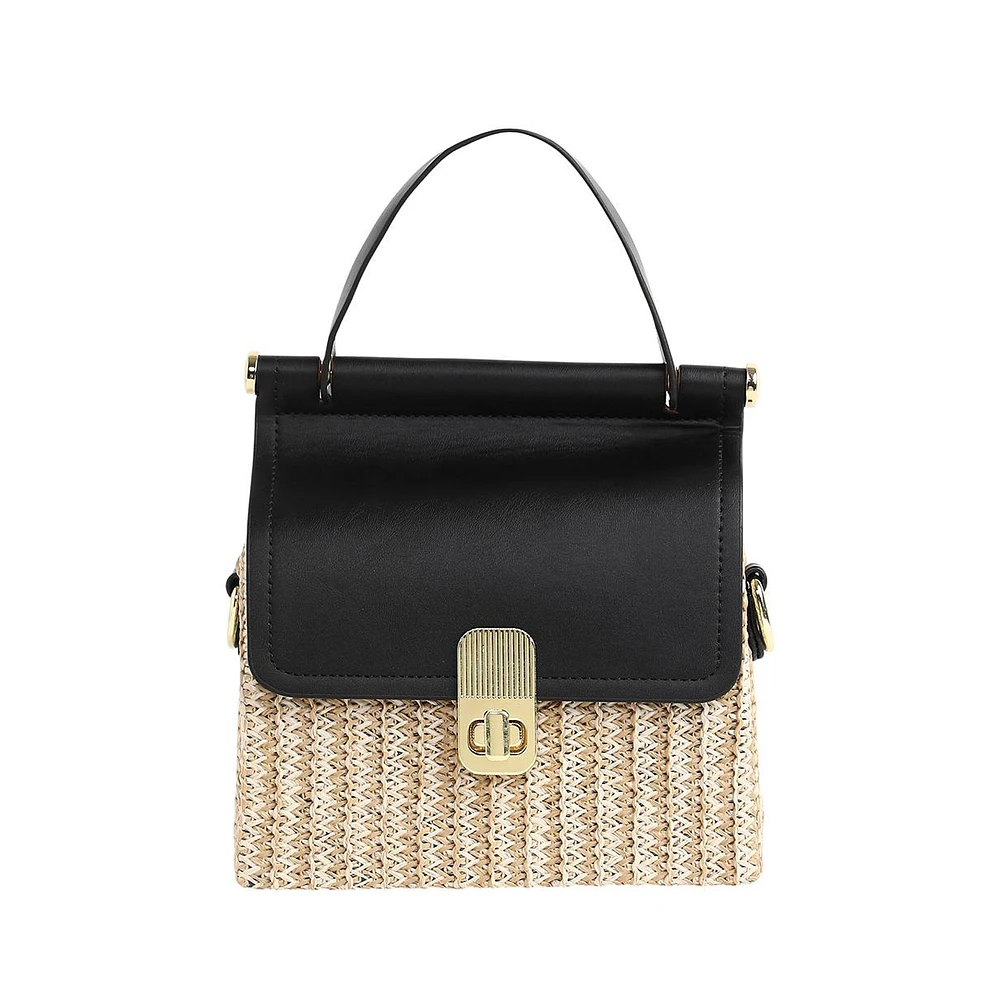Women's The Small Straw-Medecin Hand Bag - Onyx Black
