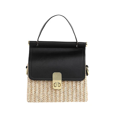 Women's The Small Straw-Medecin Hand Bag - Onyx Black