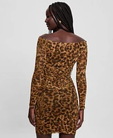 Guess Women's Kendall Printed Off-the-Shoulder Bodycon Dress