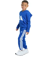 adidas Toddler & Little Boys Long-Sleeve Essential Big Logo Fleece Jacket Jogger Pants, 2 Piece Set