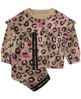 adidas Toddler & Little Girls Printed Flutter-Sleeve Pullover Sweatshirt Elastic-Waistband Jogger Pants, 2 Piece Set