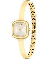 Movado Women's Museum Cushion Swiss Quartz Yellow Pvd Steel Bangle Watch, 21.50mm