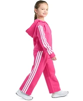 adidas Toddler & Little Girls Full-Zip 3-Stripe Hooded Fleece Jacket Wide-Leg Pants, 2 Piece Set