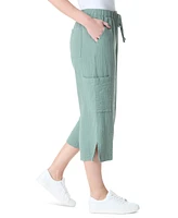 Gloria Vanderbilt Women's High Rise Crinkled Cotton Cropped Pants