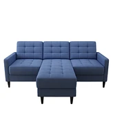 Gold Sparrow 82" Polyester Logan Reversible Sectional Sofa with Ottoman, Created for Macy's