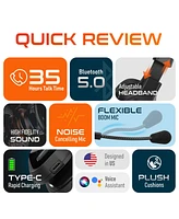 Delton Wireless Computer Headset with Usb Dongle and Headset Hook, Trucker Bluetooth Headset with Noise Canceling Microphone, 35Hrs talk time, Headset