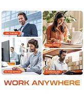 Delton Wireless Computer Headset, Trucker Bluetooth Headset with Noise Canceling Microphone, 35Hrs talk time, Wireless Headset for Computer, Cell Phon
