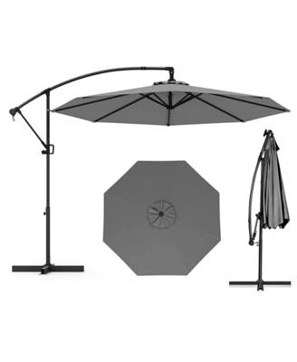 Gymax 10 Ft Patio Offset Umbrella W X Shaped Base Infinite Tile 360 Rotation