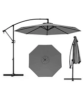 Gymax 10 Ft Patio Offset Umbrella W X Shaped Base Infinite Tile 360 Rotation