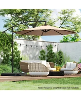 Gymax 10 Ft Patio Offset Umbrella w/ X-shaped Base Infinite Tile & 360° Rotation