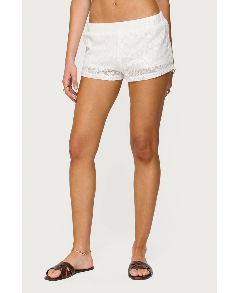 Edikted Women's Arlie Floral Texured Sheer Shorts