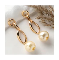 Sohi Women's White Snowball Chain Drop Earrings