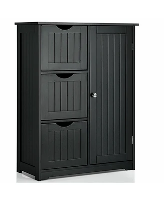 Volenca Bathroom Floor Cabinet Side Storage with 3 Drawers and 1 Cupboard