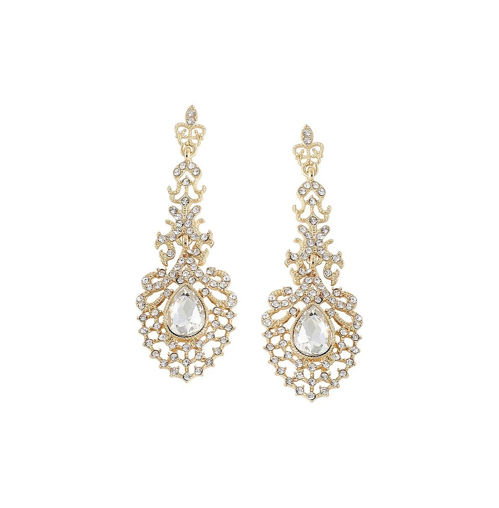 Sohi Women's Silver Dazzling Drop Earrings