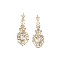 Sohi Women's Silver Dazzling Drop Earrings