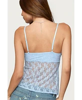 Edikted Women's Priya Sheer Lace Split Front Top