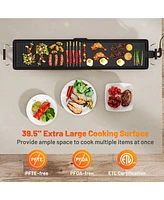 Slickblue Extra Large Electric Griddle with 2 Cooking Surface and Adjustable Temperatures